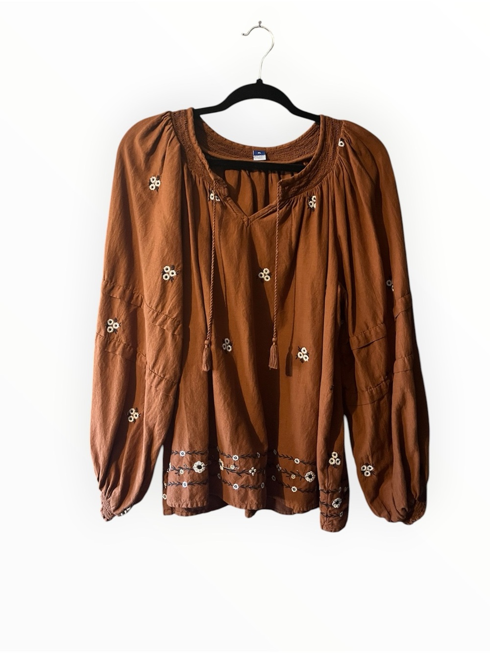Old Navy Embroidered Peasant Floral Long Sleeve Top